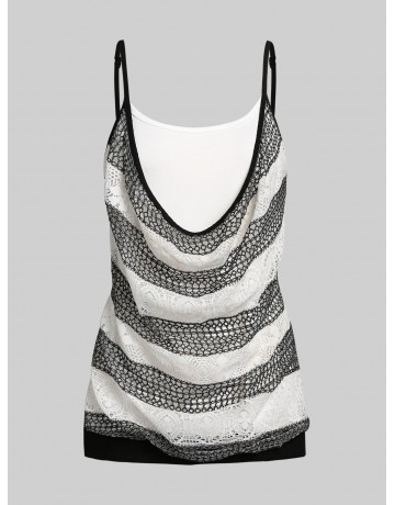 Cowl Front Lace Overlay Plus Size & Curve Tank Top